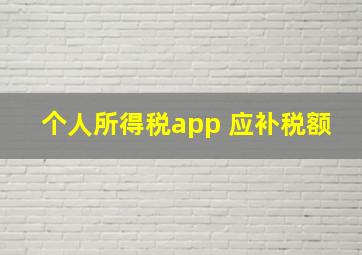 个人所得税app 应补税额